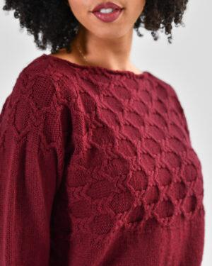 Detailansicht Zopfmusterpasse Pullover Iva