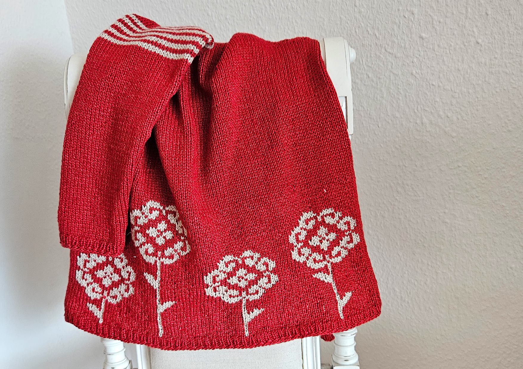 Details der Intarsien im Pullover Jule