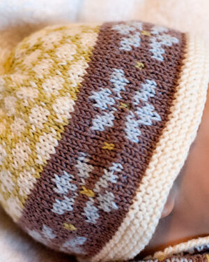Detailansicht der Fair Isle-Muster in den Babymütze Crystal